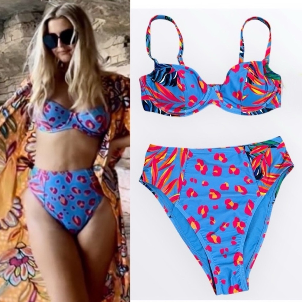 TABITHA BROWN x Target Tropical Leopard Print High Cut Bikini Set NWT Sz. S / M